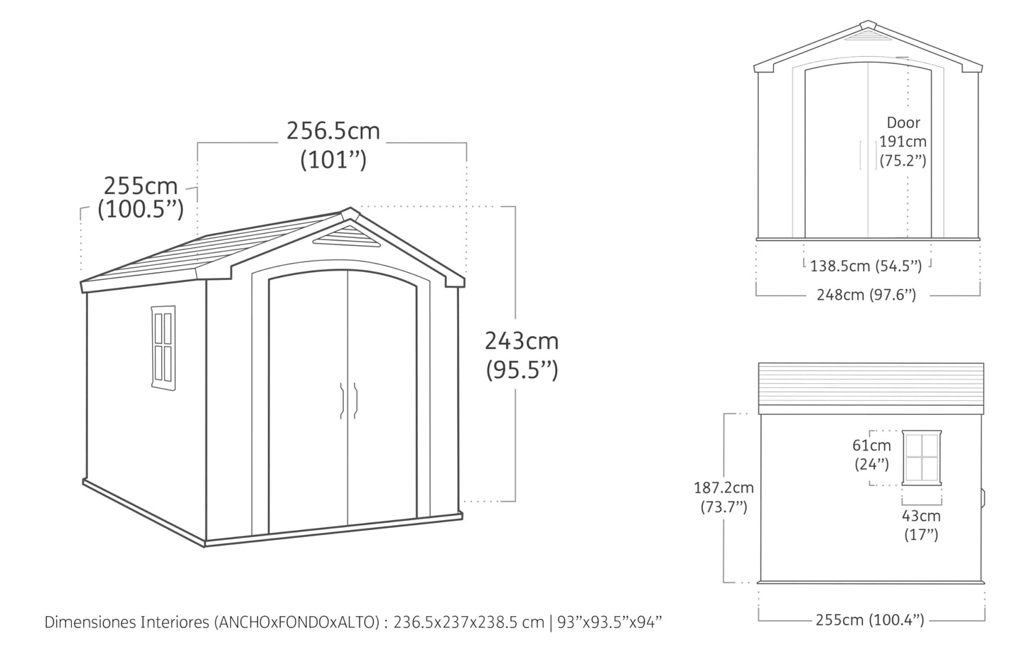 Keter Factor Outdoor Plastic Garden Storage Shed, Beige, 8 x 8 ft