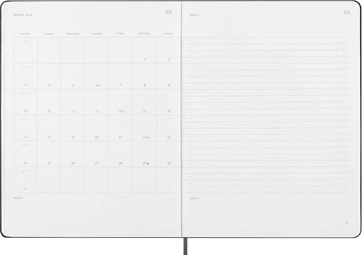 Moleskine Weekly Smart Planner PRO 12 Months 2025, Smart Planner PRO, Agenda 2025, Elastic Closure, Black Colour, Size Extra Large 19 x 25