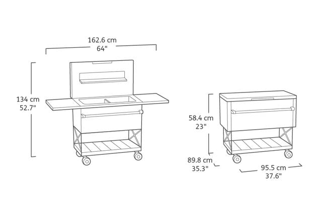 Signature Patio Cooler and Beverage Cart - Ashwood Brown